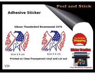 Gibson Thunderbird Firebird Guitar Adhesive Sticker v34